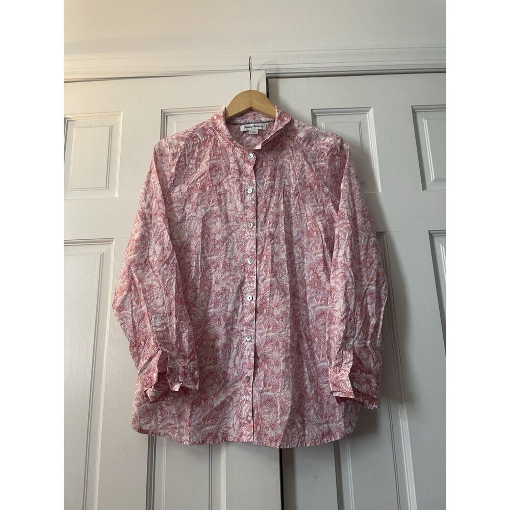 Tommy Bahama Women’s Large Pink Floral Tropical Long Sleeve Button Up Shirt L/G